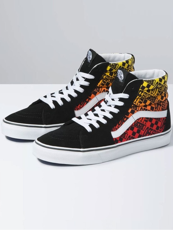 Vans Other - Vans Sk8-Hi High-Top Sneaker, Black with Multi-color Flame logo - Men’s 6.5